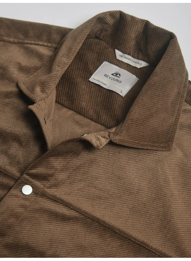 بيونغ Brown Colorblock  Shirt for Men