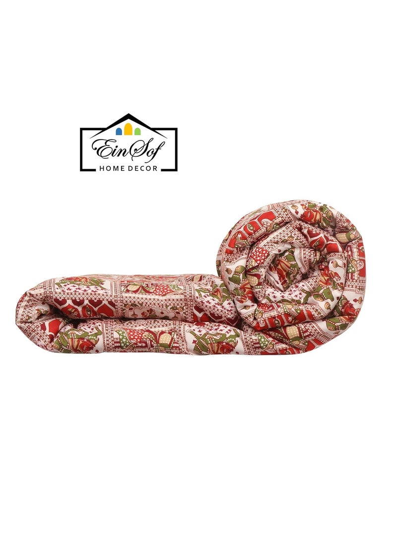 Ein Sof Ein Sof Microfiber Comforter 254x230 cms Double Bed King Size Double Microfiber Comforter Rajasthani Cheques Pack of 1  - Image 5