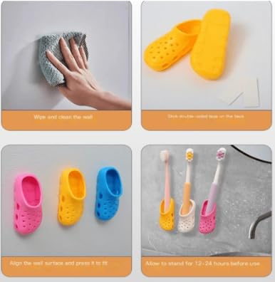 bosig® Shoes Cute Cartoon Toothbrush Holder for Kids, Wall Mounted Toothbrush Rack without Holder,Adhesive Shoes Design Toothbrush Holder. - Image 2