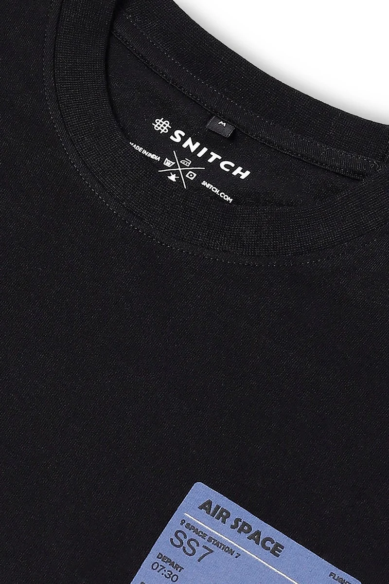 Snitch Black Black Graphic Half Sleeve Regular Fit Streetwear T-Shirt for Men | Best Price UAE