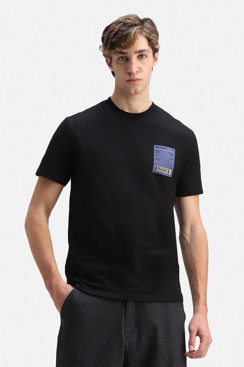 سنيتش Black Graphic Half Sleeve Regular Fit Streetwear T-Shirt