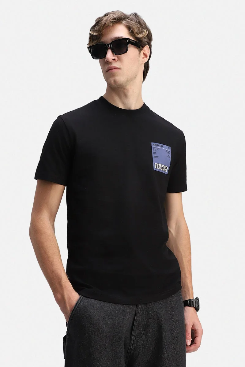 Snitch Black Black Graphic Half Sleeve Regular Fit Streetwear T-Shirt for Men | Best Price UAE