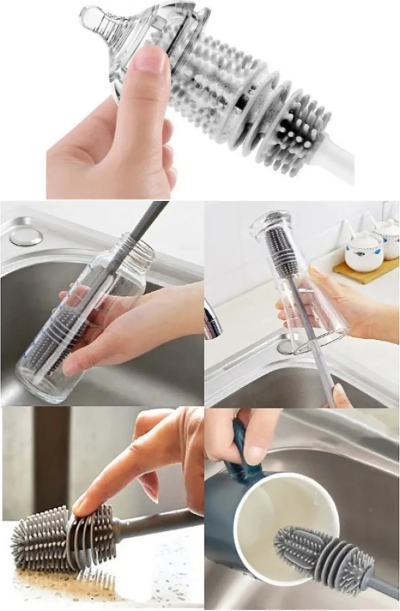 Safestore Long Handle Washing Brush Silicone for Jar Cup Bottle