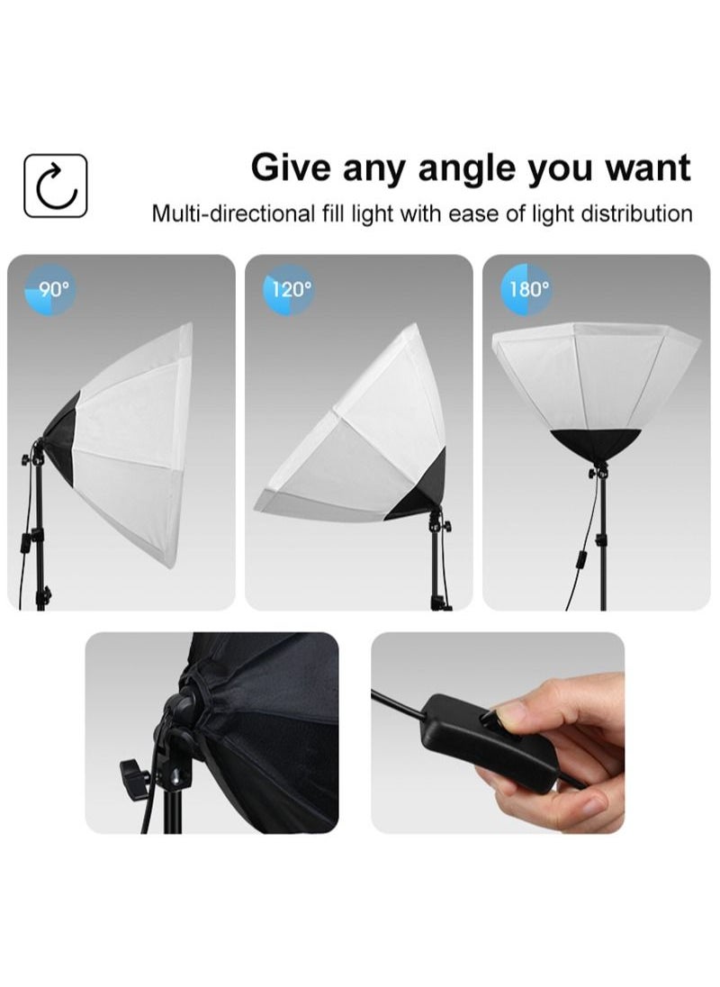 Glanfen - Photography Soft Box Lighting Kit with 3 Pcs 200W 3 Colors Bulbs Soft Boxes and Carry Bag for Portrait Product Shooting - Image 1