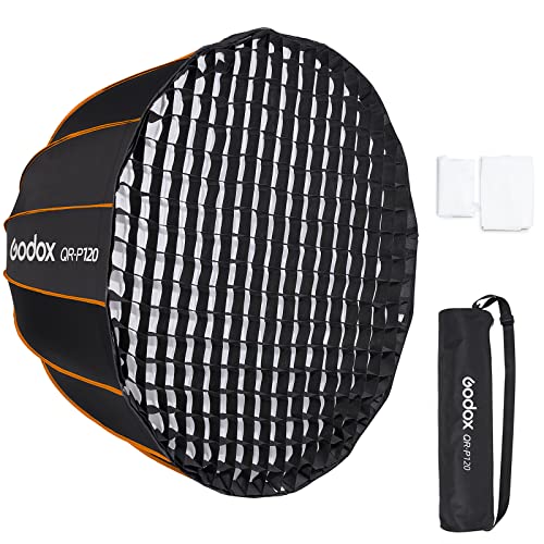 Godox Large Softbox 47in 120cm QRP120 Professional Deep Parabolic Bowens Mount Softbox with Diffusers Grid Carrying Bag for Photo Studio Portrait Video Shooting 47in 120cm - Image 1