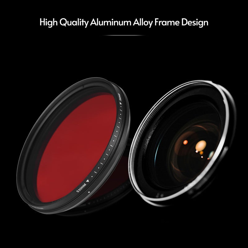 Fotga IR Filter Aluminum Alloy Frame 530nm To 750nm Adjustable Wavelength Optical Glass Infrared Photography Filter - Rotating Outer Ring Threaded Design Camera Lens Filter for CCD CMOS Video Cameras - Image 3