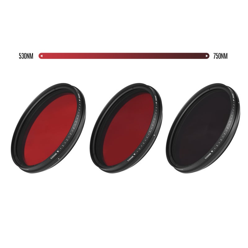 Fotga IR Filter Aluminum Alloy Frame 530nm To 750nm Adjustable Wavelength Optical Glass Infrared Photography Filter - Rotating Outer Ring Threaded Design Camera Lens Filter for CCD CMOS Video Cameras - Image 5