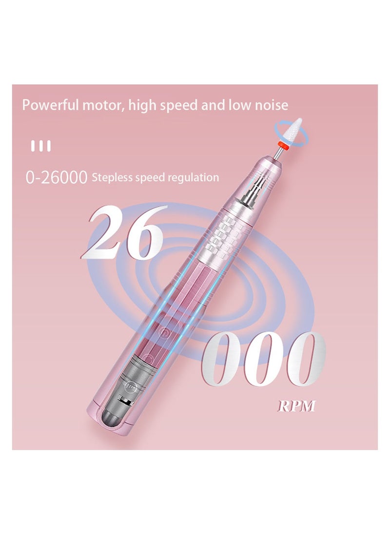 Miss Gooey Electric Nail Drill Set Machine File Filer Cordless Acrylic For Nails Portable Professional De Uñas Flawless Wireless With 7 Pcs Drill Bits Kit and Sanding Bands for Home Salon Use Gold  - Image 3