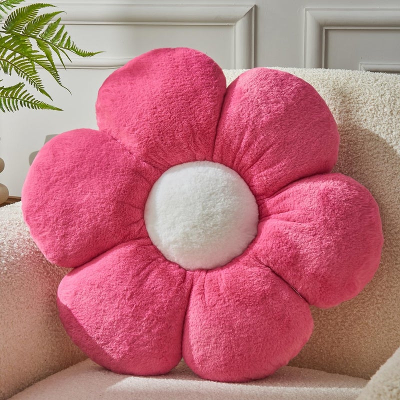 Vdoioe Daisy Pillow, Cute Flower Shaped Decorative Plush Pillow, 15.7In - Perfect for Sofa, Couch, Bed & Reading Tent - Image 1