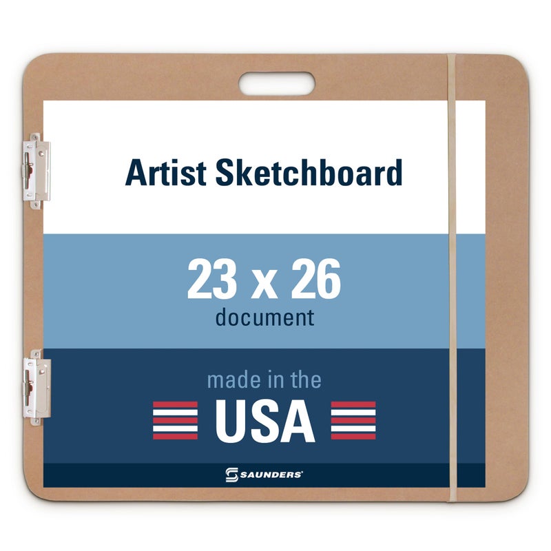 Saunders 05607 Recycled Hardboard Sketchboard - Brown, 23 in. x 26 in. Clipboard with Built-in Handle - Solid Drawing Board for Artists, Students, and Creatives - Image 1