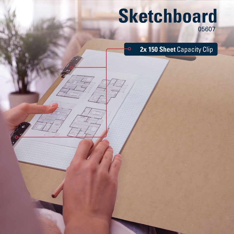 Saunders 05607 Recycled Hardboard Sketchboard - Brown, 23 in. x 26 in. Clipboard with Built-in Handle - Solid Drawing Board for Artists, Students, and Creatives - Image 3