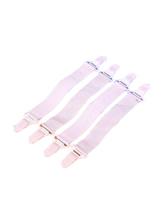 NIBEMINENT 4-Piece Adjustable Bed Sheet Clips Cover Grippers Nylon White 