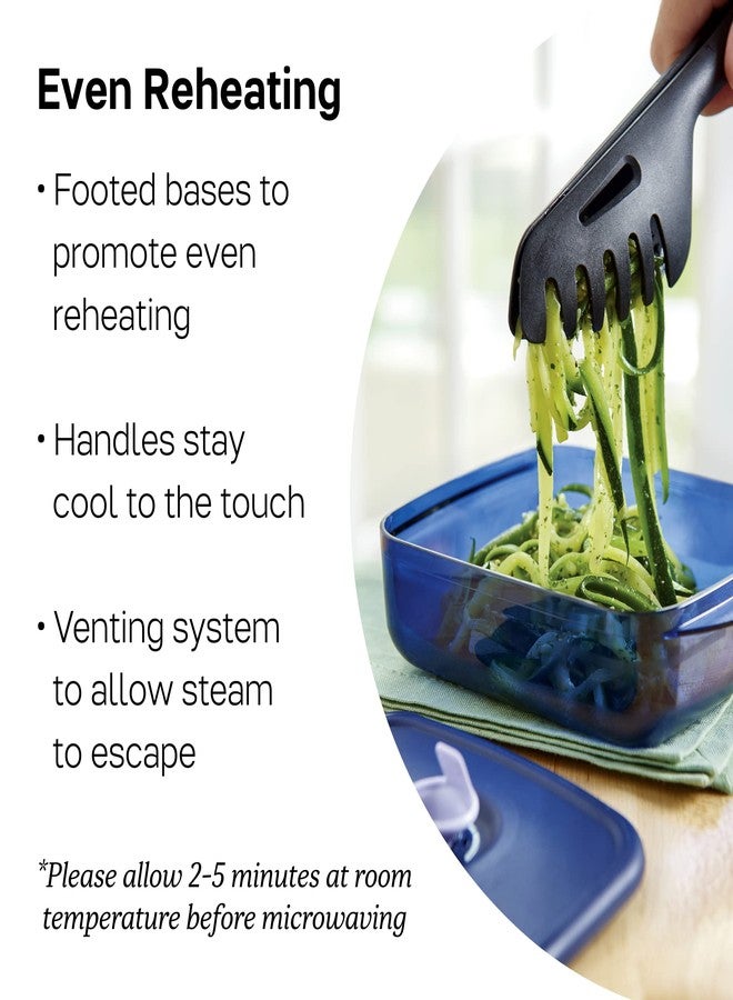 Tupperware Brand Vent ‘N Serve Container Set - 3 Medium Shallow Containers to Prep, Freeze & Reheat Meals + Lids - Dishwasher, Microwave & Freezer Safe - BPA Free - Image 3