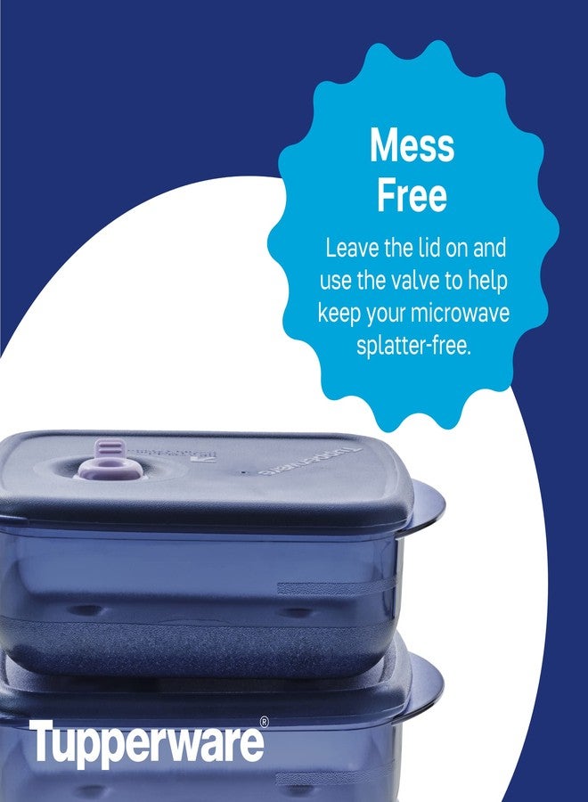 Tupperware Brand Vent ‘N Serve Container Set - 3 Medium Shallow Containers to Prep, Freeze & Reheat Meals + Lids - Dishwasher, Microwave & Freezer Safe - BPA Free - Image 5