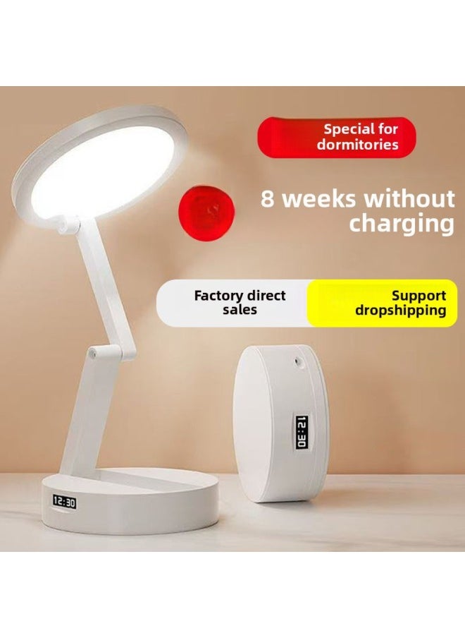 Charging Treasure Desk Lamp Long Endurance School Dormitory College Students Reading Eye Protection Learning Charging Lamp Super Bright-Color:Power Bank Model + Clock + 10,000 Battery Life + Three Adjustable Colors