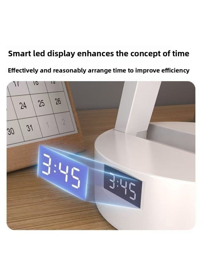 Charging Treasure Desk Lamp Long Endurance School Dormitory College Students Reading Eye Protection Learning Charging Lamp Super Bright-Color:Power Bank Model + Clock + 10,000 Battery Life + Three Adjustable Colors