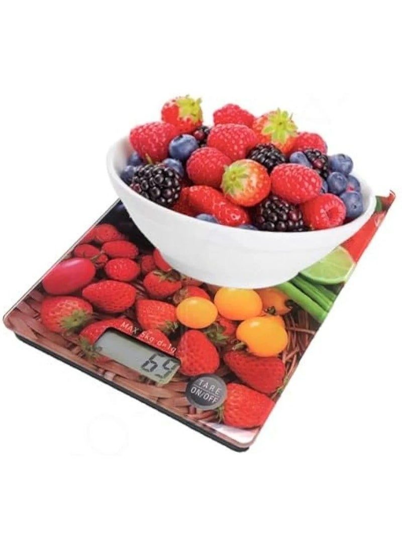 ميزان مطبخ رقمي زجاجي عالي الدقة سعة 5 كجم  شاشة LCD  تصميم أنيق مقاوم للبقع للطعام والحلويات والدايت - Image 3