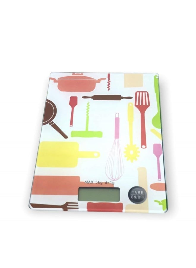 ميزان مطبخ رقمي زجاجي عالي الدقة سعة 5 كجم  شاشة LCD  تصميم أنيق مقاوم للبقع للطعام والحلويات والدايت - Image 5