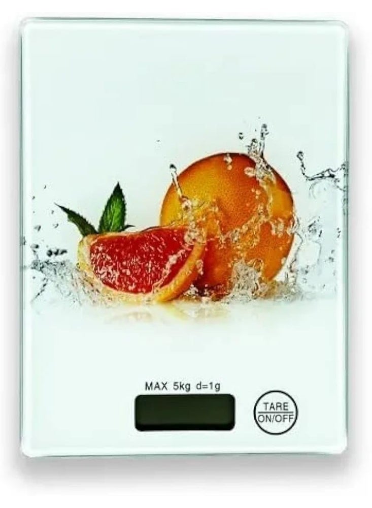 ميزان مطبخ رقمي زجاجي عالي الدقة سعة 5 كجم  شاشة LCD  تصميم أنيق مقاوم للبقع للطعام والحلويات والدايت - Image 2