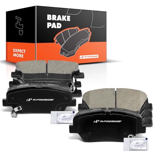 A-Premium 8 Pcs Front and Rear Ceramic Disc Brake Pads Set Compatible with Select Hyundai and Kia Models - Santa Fe 2010-2012, Sorento 2011-2014, with Hardware - Image 1