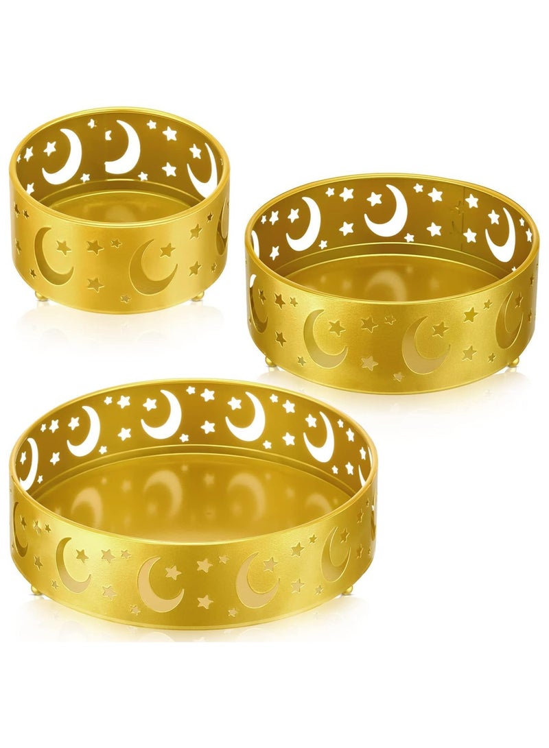 جورونب صينية طبق قمر رمضان مكونة من 3 قطع، صينية تقديم على شكل نجمة لحفلات عيد مبارك، ديكور لتخزين الطعام والحلوى للمنزل، لوازم ديكور عرض حفلات رمضان الإسلامية الإسلامية (القمر) - Image 1
