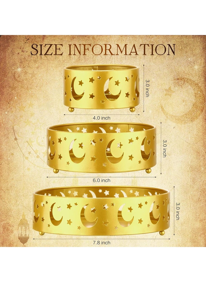 جورونب صينية طبق قمر رمضان مكونة من 3 قطع، صينية تقديم على شكل نجمة لحفلات عيد مبارك، ديكور لتخزين الطعام والحلوى للمنزل، لوازم ديكور عرض حفلات رمضان الإسلامية الإسلامية (القمر) - Image 2