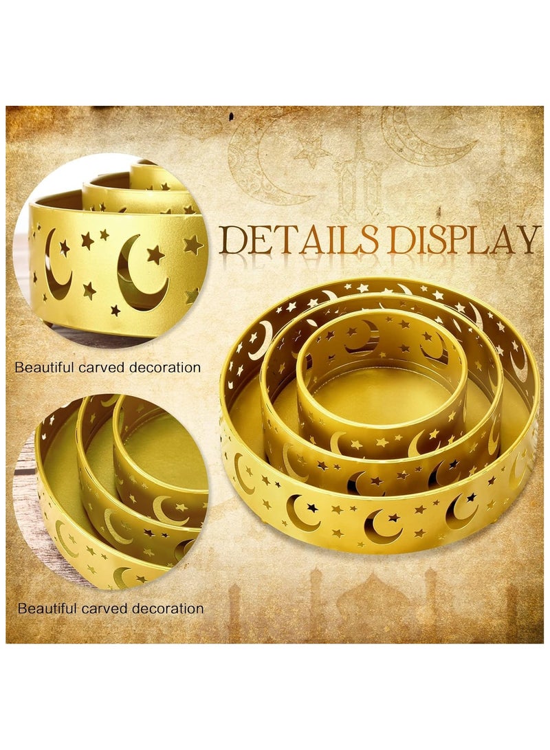جورونب صينية طبق قمر رمضان مكونة من 3 قطع، صينية تقديم على شكل نجمة لحفلات عيد مبارك، ديكور لتخزين الطعام والحلوى للمنزل، لوازم ديكور عرض حفلات رمضان الإسلامية الإسلامية (القمر) - Image 3