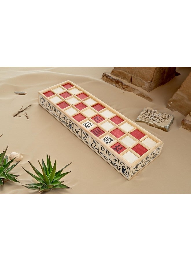 وي جيمز ألعاب الطاولة المصرية Senet ، لعبة الطاولة الإستراتيجية القديمة للبالغين ، لعبة لوح طاولة خشبية مع تخزين مدمج ، مع 10 قطع لاعب ، لعبة سطح مكتب عالية الجودة تذكارية - Image 3