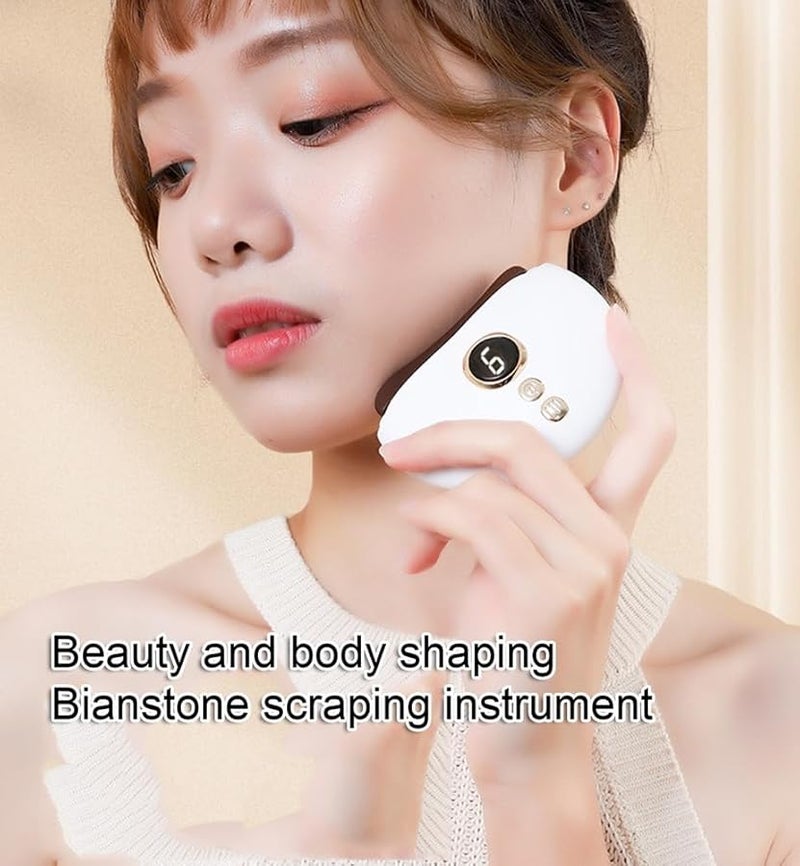 أداة غوا شا من اليشم الأخضر مع الحرارة والاهتزاز لمكافحة شيخوخة التجاعيد وتجديد البشرة - Image 4