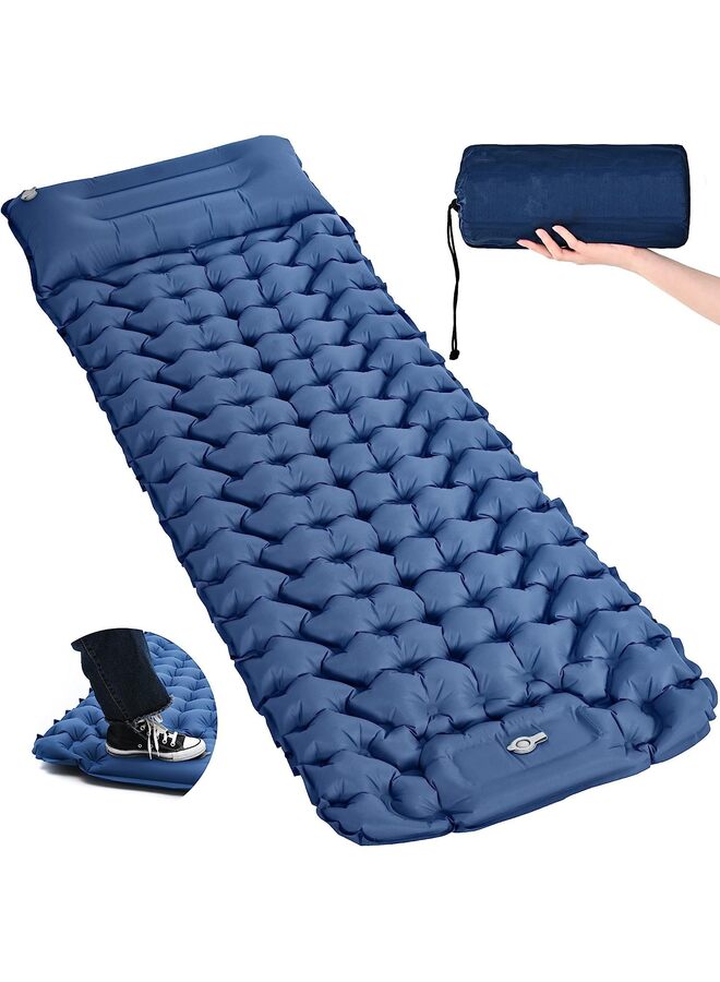 LAMAY Extra Thickness 3.9'' Inflatable Sleeping Pad for Camping with Pillow, Built-in Foot Pump, 77''*27'' Sleeping Mat with Carry Bag, Ultralight & Compact Camping Mattress for Hiking, Campi - Image 1
