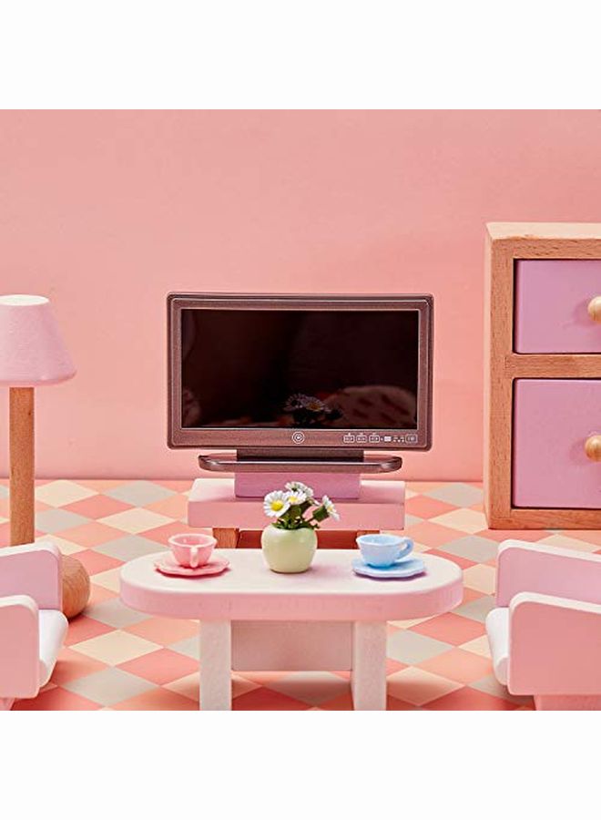 Skylety 2 قطع 1:12 تلفزيون مصغر مع جهاز التحكم عن بعد دمية تلفزيون دمية أثاث صغير لعبة مجسمة دمية اكسسوارات الديكور - Image 4