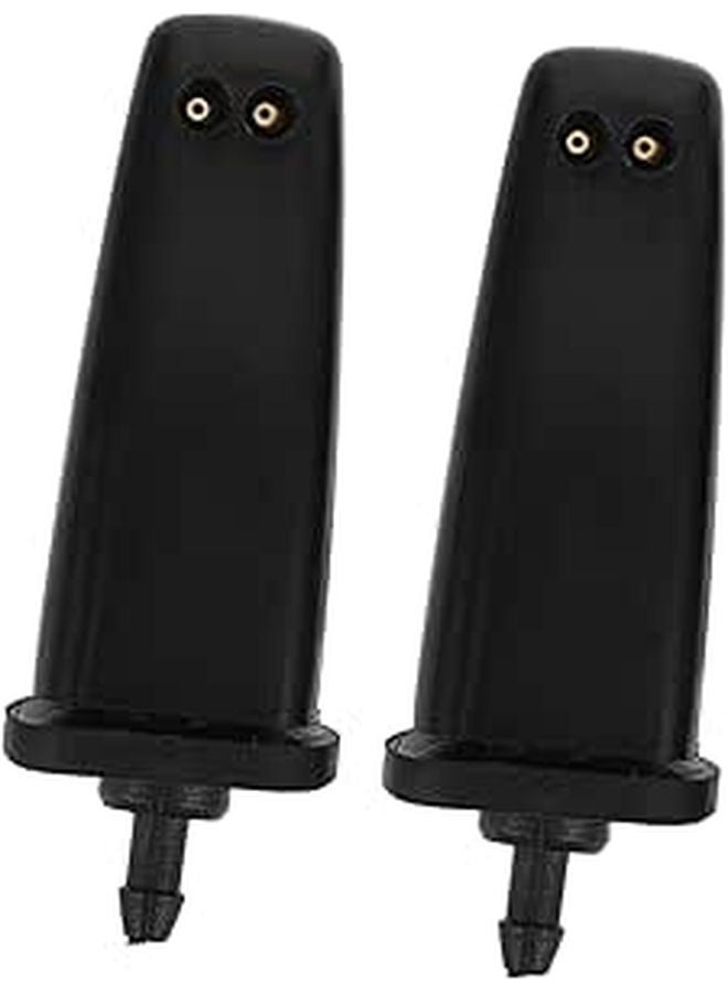 2pcs Universal Car Front Windshield Washer Nozzle Replacement Kit Black - Image 1