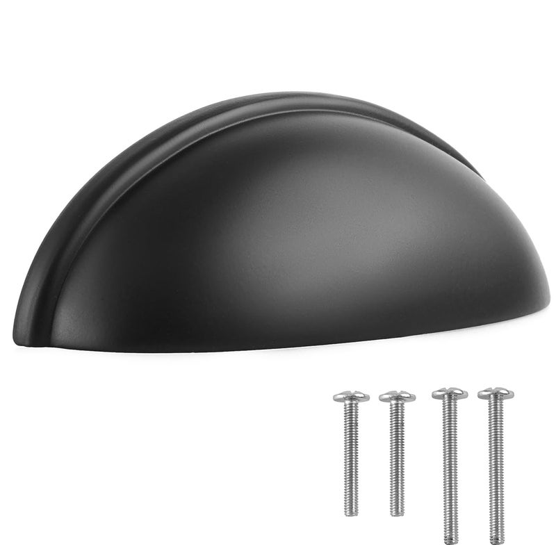 Cup Drawer Pulls 10 Pack Matte Black Cabinet Handles 3 Inch Matte Black Cabinet Pulls Cabinet Cup Pulls for Cabinets and Drawers Cup Pulls for Drawers Furniture Kitchen Cabinet Hardware