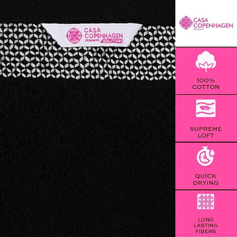 CASA COPENHAGEN CASA COPENHAGEN Solitaire 6 Pieces Towel Set- Black, 600 GSM 2 Bath Towel 2 Hand Towel 2 Washcloth, Designed in Denmark Made of Soft Egyptian Cotton for Bathroom, Kitchen & Shower  - Image 2