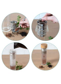 Navaris Glass Water Bottle With Tea Infuser Double Walled Borosilicate Glass Travel Tumbler With Bamboo Lid And Non Slip Gray Neoprene Sleeve 17Oz  - Image 3