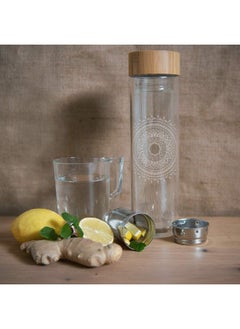 Navaris Glass Water Bottle With Tea Infuser Double Walled Borosilicate Glass Travel Tumbler With Bamboo Lid And Non Slip Gray Neoprene Sleeve 17Oz  - Image 5