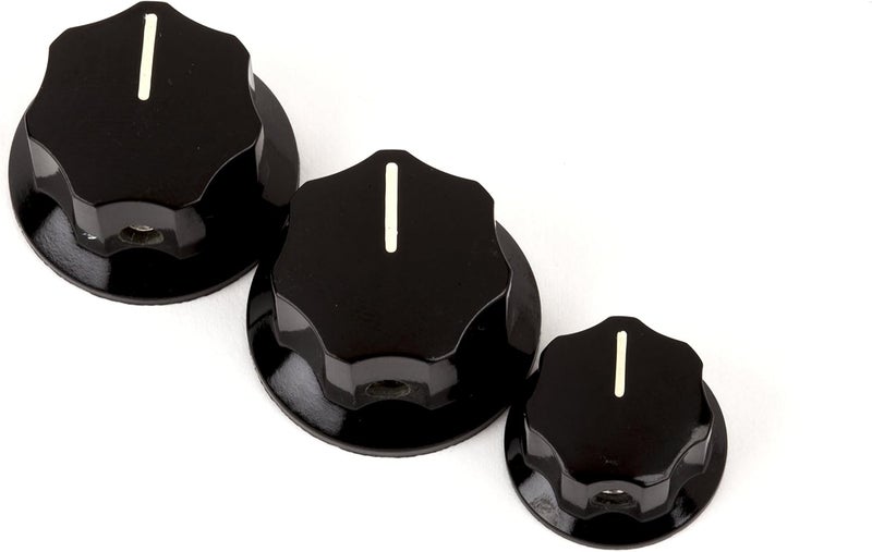 Fender Jazz Bass Knobs Set - Black (Set of 3) - Image 1