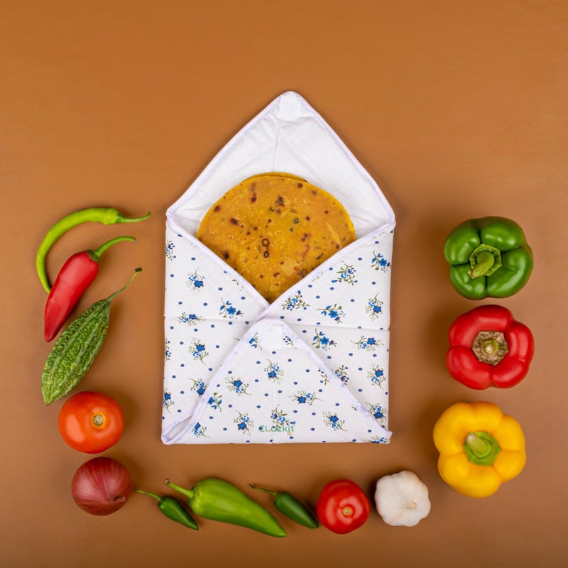 Clazkit مجموعة Clazkit من 4 أغطية روتي شباتي 100% قطن تقليدي أغطية روتي رومال تورتيلا - مربع - Image 1