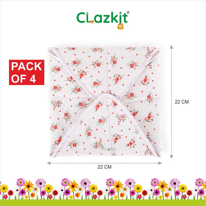 Clazkit مجموعة Clazkit من 4 أغطية روتي شباتي 100% قطن تقليدي أغطية روتي رومال تورتيلا - مربع - Image 2