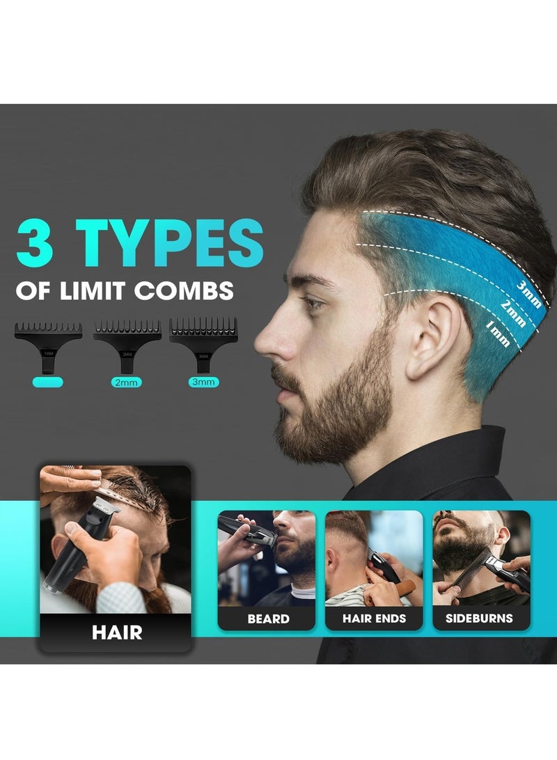 دي اس بي Hair Trimmer with LED Display - Wireless T Trimmer, T Outliner, Barber Trimmer - All in One Kit, Waterproof - for Barbers and Men - Image 3