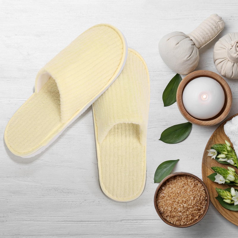 Elcoho Elcoho 12 Pairs Closed Toe Spa Slippers Reusable Coral Fleece Washable Disposable Home Slippers for Women Men Guests Hotels House Slippers Housewarming Indoors Bathroom Party Traveling  Grey  Beige - Image 5