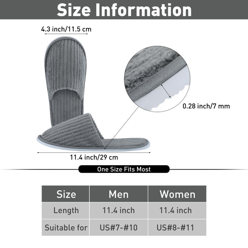 Elcoho Elcoho 12 Pairs Closed Toe Spa Slippers Reusable Coral Fleece Washable Disposable Home Slippers for Women Men Guests Hotels House Slippers Housewarming Indoors Bathroom Party Traveling  Grey  Beige - Image 2