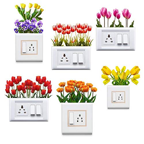 Sticker Yard StickersYard Tulip Flowers Wall Sticker for Light Switch ( Switchboard Stickers ) - Image 1