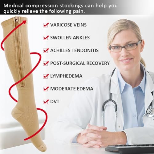Ailaka Medical 15-20 mmHg Zipper Compression Socks Women Men - Image 5
