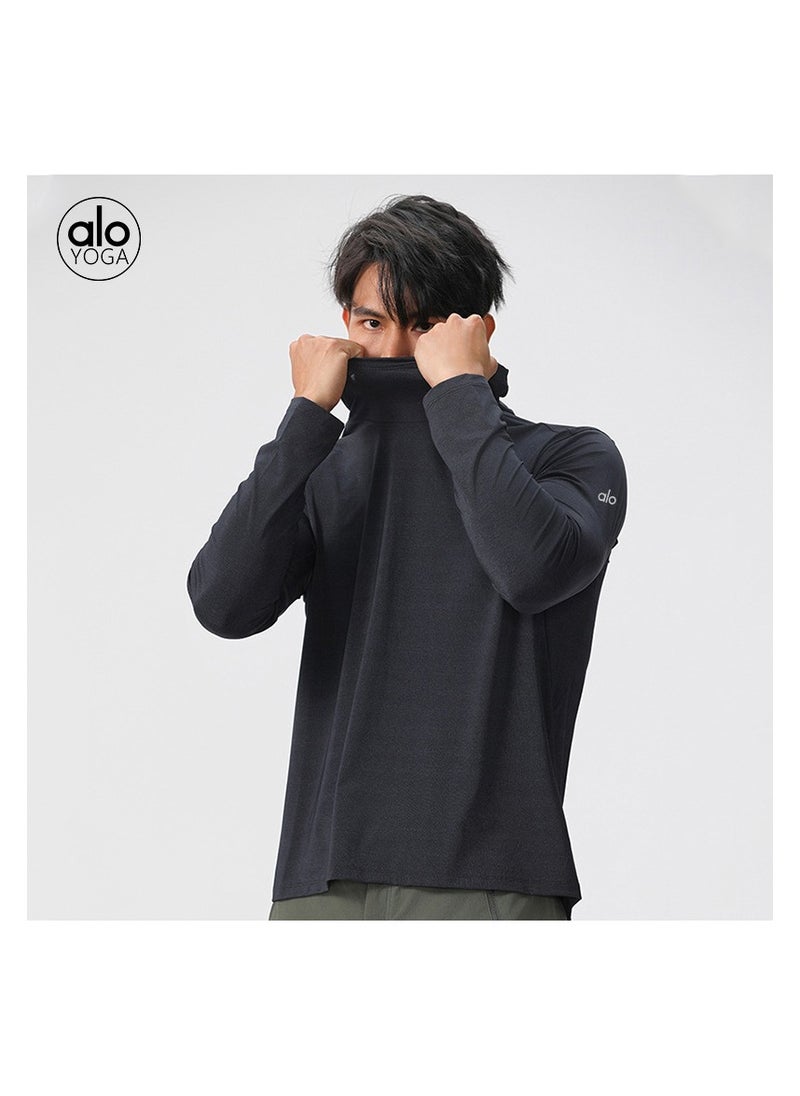 alo - alo autumn nylon men's outdoor lightweight breathable casual sports long sleeve t-shirt quick-drying top hooded sweatshirt - Image 1