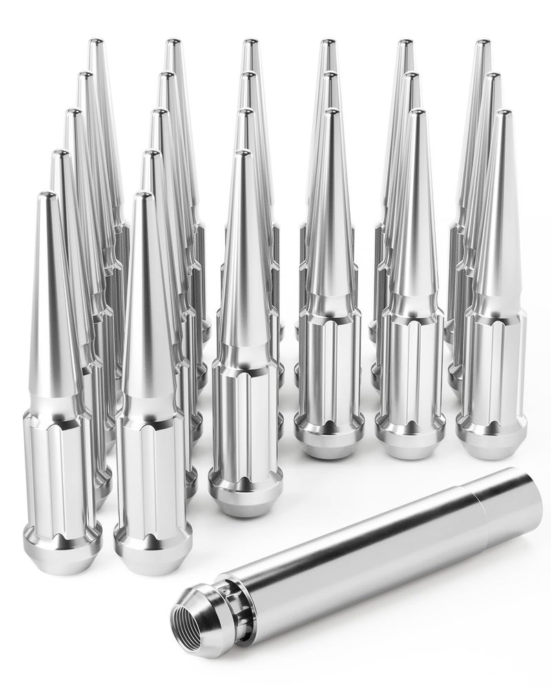 Orion Motor Tech 14x1.5 Lug Nuts Chrome 24 Piece, M14x1.5 Spike Lug Nuts Wheel Accessories Compatible with Chevy Ram Ford and GMC - Image 1