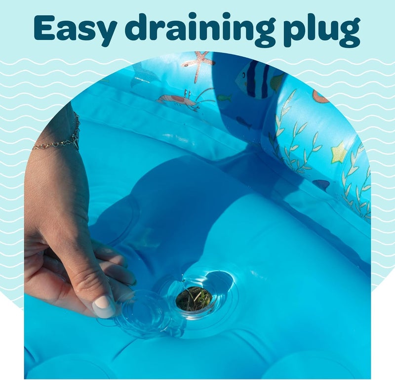 GRIP A POOL حوض سباحة للأطفال الصغار والأطفال والرضع، حوض نفخ بلاستيكي دائري للأطفال مقاس 48 × 12 بوصة - Image 3