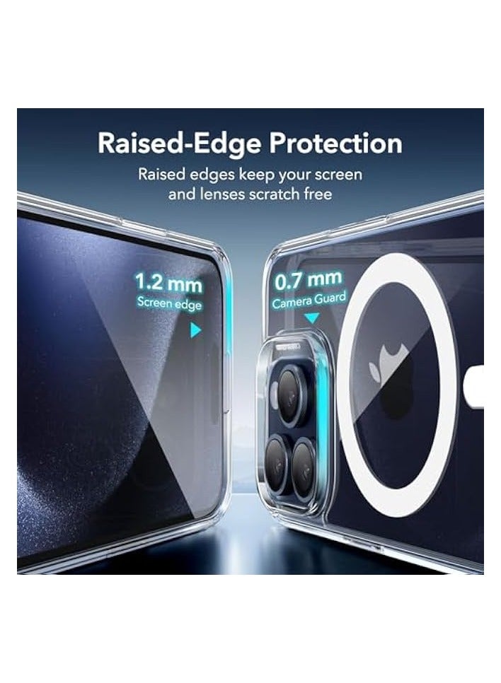 بروماس حافظة iPhone 15 Pro Max، متوافقة مع MagSafe، حماية من الدرجة العسكرية، مقاومة للاصفرار، ظهر مقاوم للخدش، غطاء هاتف مغناطيسي لهاتف iPhone 15 Pro Max، سلسلة كلاسيكية، شفاف - Image 5