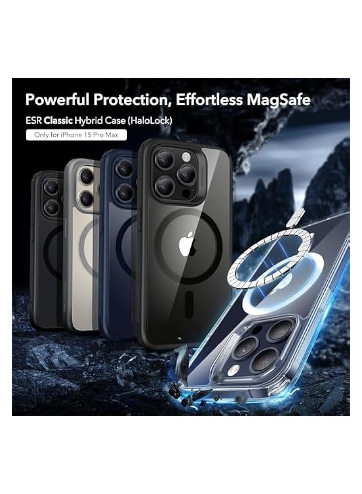 بروماس حافظة iPhone 15 Pro Max، متوافقة مع MagSafe، حماية من الدرجة العسكرية، مقاومة للاصفرار، ظهر مقاوم للخدش، غطاء هاتف مغناطيسي لهاتف iPhone 15 Pro Max، سلسلة كلاسيكية، شفاف - Image 2