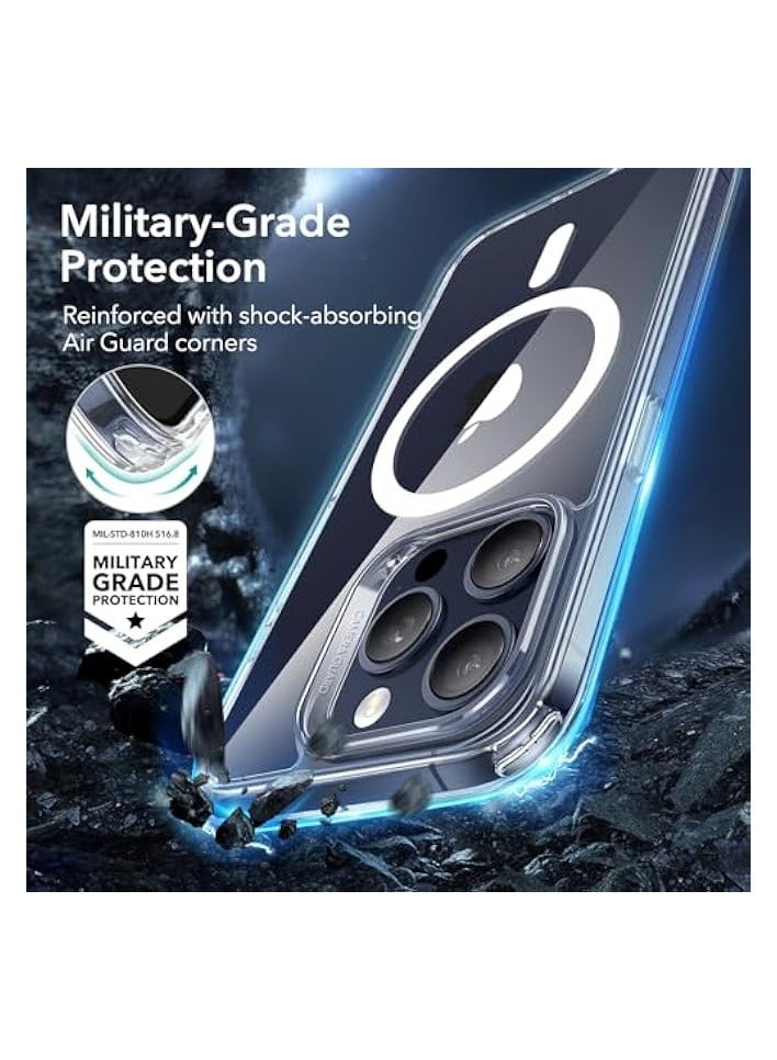 بروماس حافظة iPhone 15 Pro Max، متوافقة مع MagSafe، حماية من الدرجة العسكرية، مقاومة للاصفرار، ظهر مقاوم للخدش، غطاء هاتف مغناطيسي لهاتف iPhone 15 Pro Max، سلسلة كلاسيكية، شفاف - Image 3